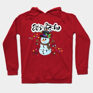 Snowman with Christmas lights - HO HO HO Hoodie